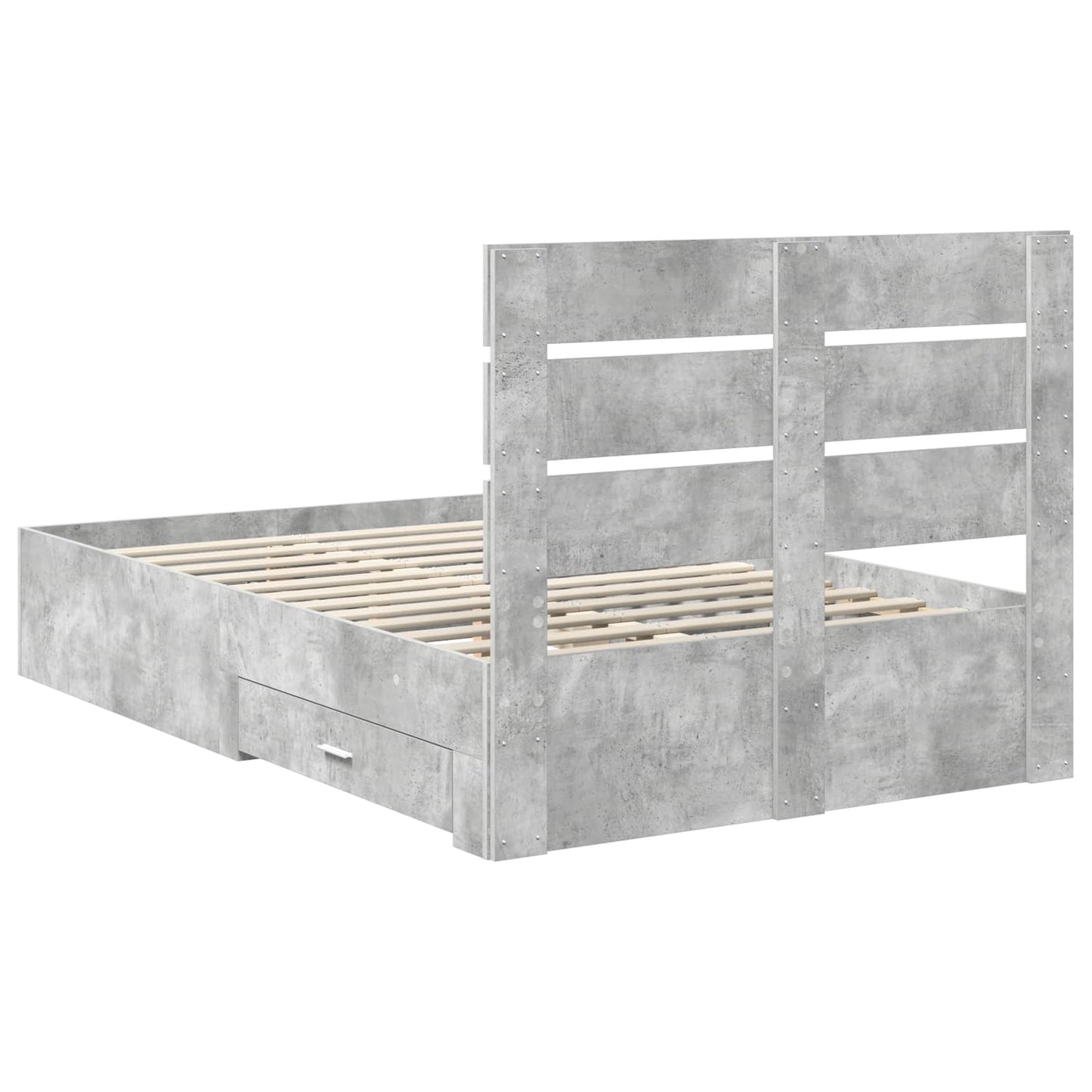 vidaXL Bettrahmen mit Schubladen Beton Grau 120 x 200 cm Holzwerkstoff