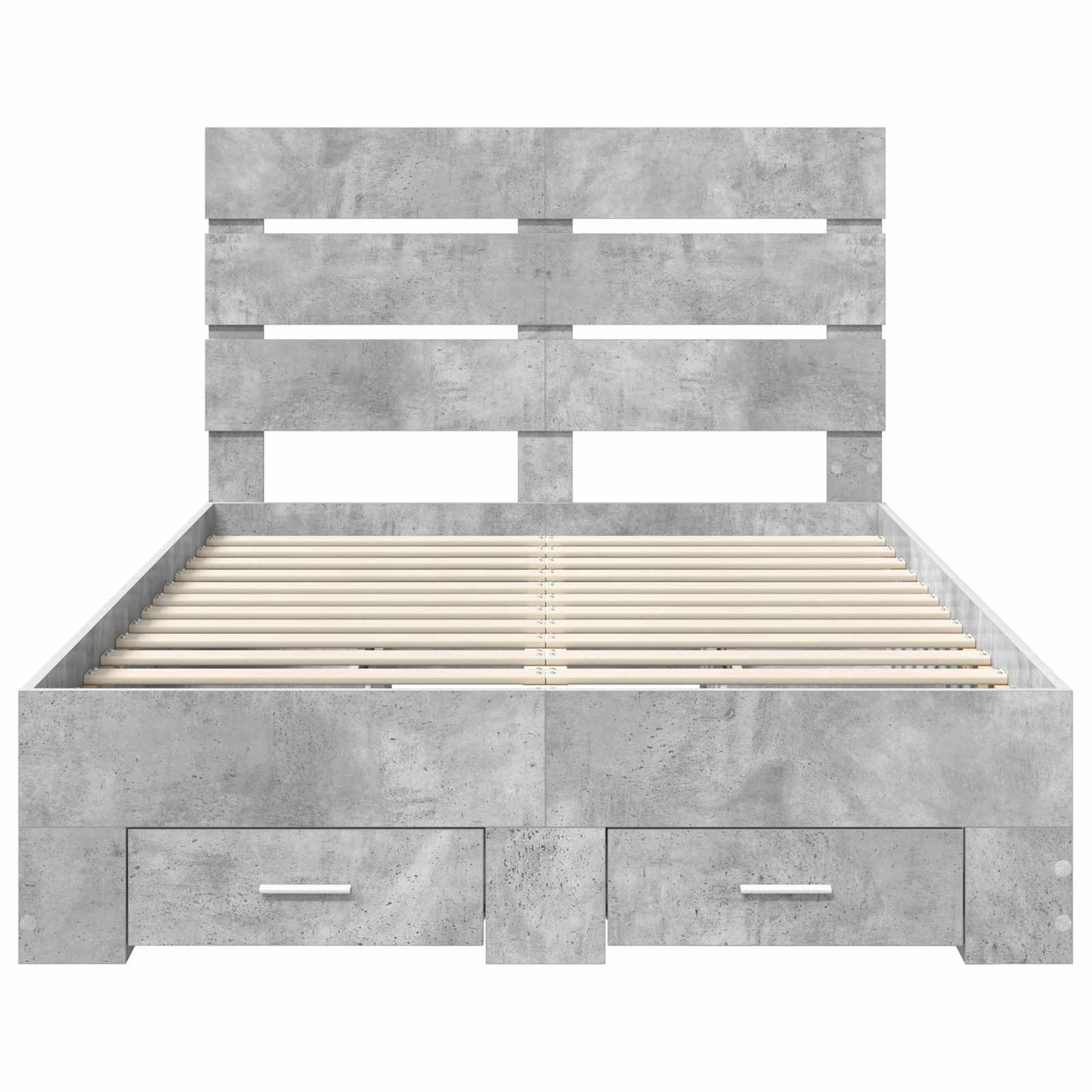 vidaXL Bettrahmen mit Schubladen Beton Grau 120 x 200 cm Holzwerkstoff
