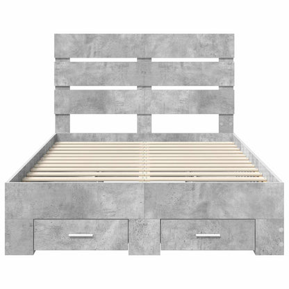 vidaXL Bettrahmen mit Schubladen Beton Grau 120 x 200 cm Holzwerkstoff