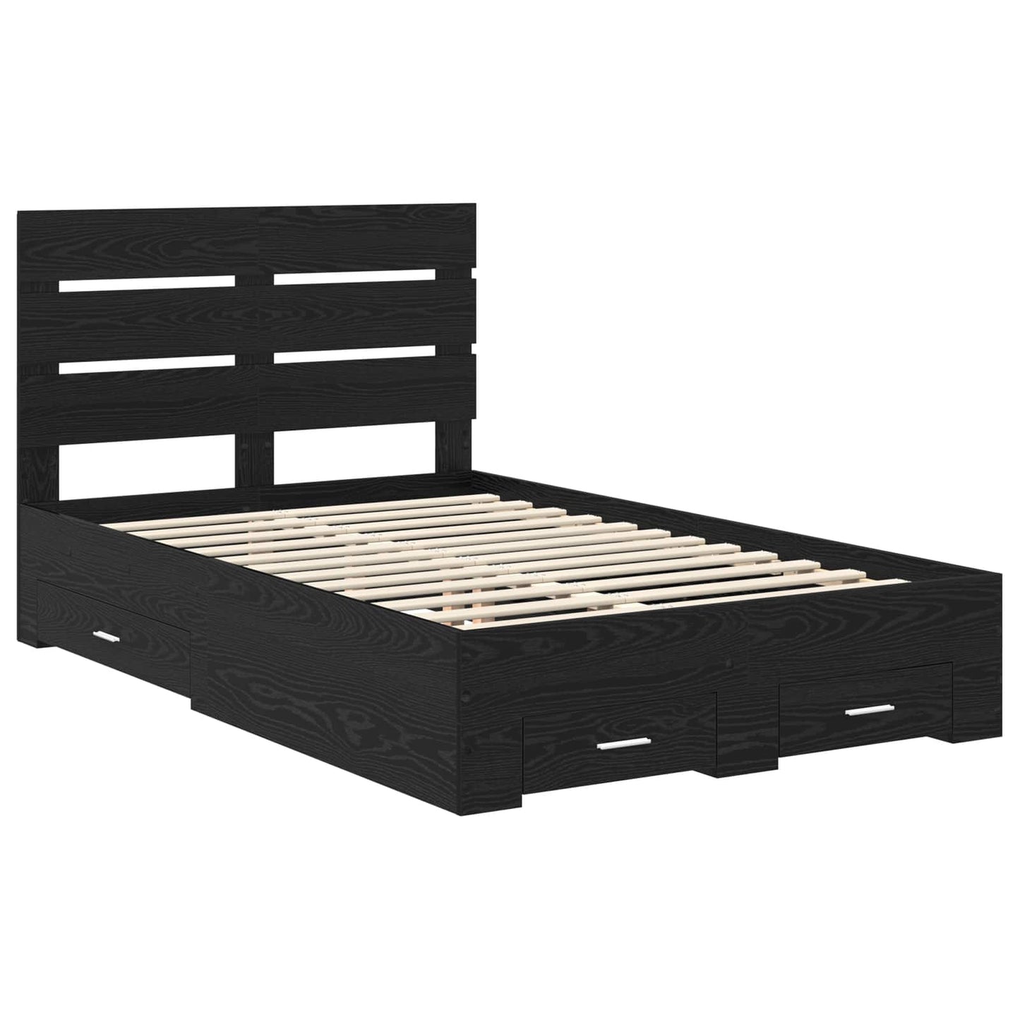vidaXL Bettrahmen Schwarz Eichen-Optik 120 x 190 cm Holzwerkstoff