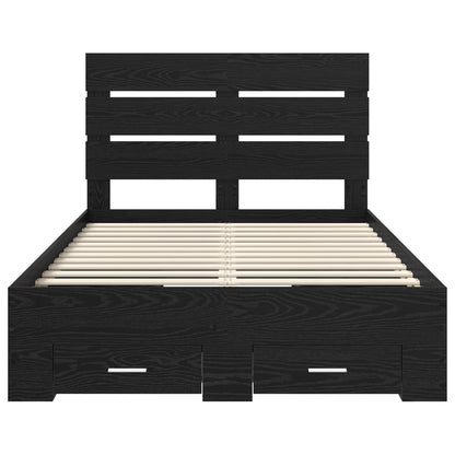 vidaXL Bettrahmen Schwarz Eichen-Optik 120 x 190 cm Holzwerkstoff