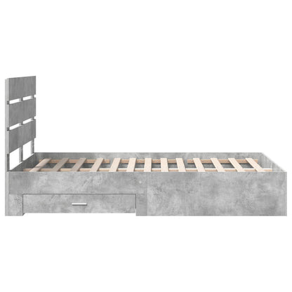 Bettrahmen mit Schubladen Beton Grau 120 x 190 cm Holzwerkstoff