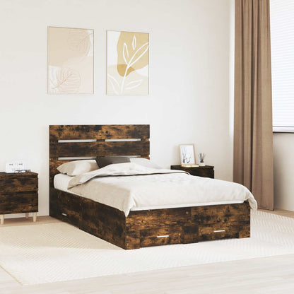 vidaXL Cadre de lit Chêne fumé 120 x 190 cm Bois d'ingénierie