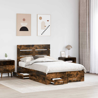 vidaXL Cadre de lit Chêne fumé 120 x 190 cm Bois d'ingénierie