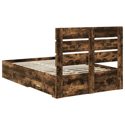 vidaXL Cadre de lit Chêne fumé 120 x 190 cm Bois d'ingénierie