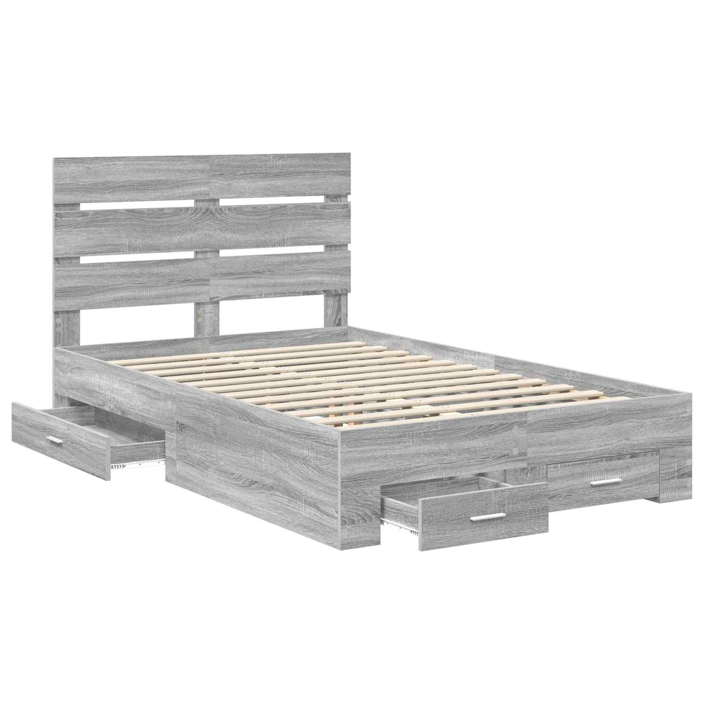 vidaXL Bettrahmen Graues Sonoma 120 x 190 cm Holzwerkstoff