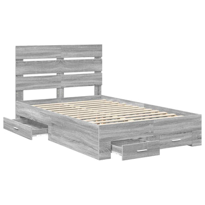 vidaXL Bettrahmen Graues Sonoma 120 x 190 cm Holzwerkstoff