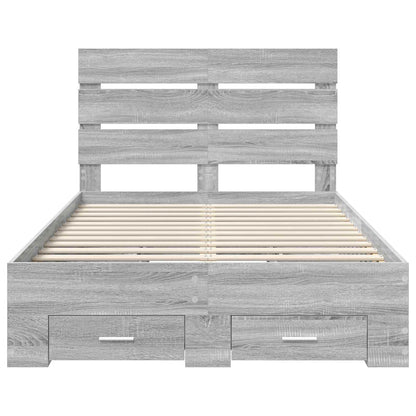 vidaXL Bettrahmen Graues Sonoma 120 x 190 cm Holzwerkstoff