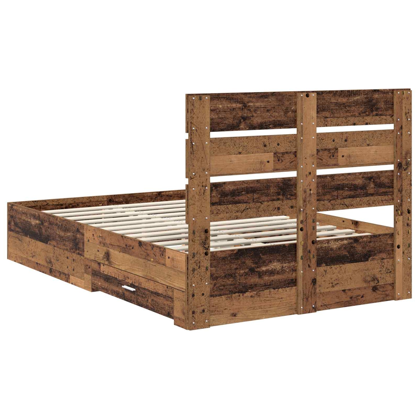 vidaXL Bettrahmen mit Schubladen Altholz 120 x 190 cm Holzwerkstoff