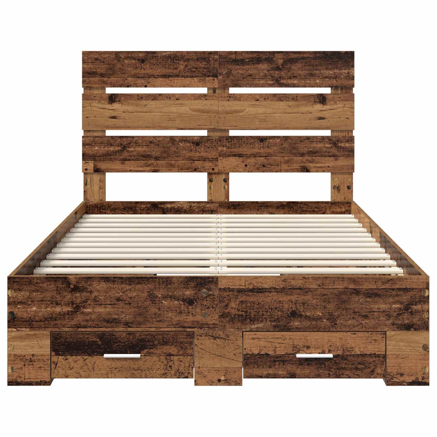 vidaXL Bettrahmen mit Schubladen Altholz 120 x 190 cm Holzwerkstoff