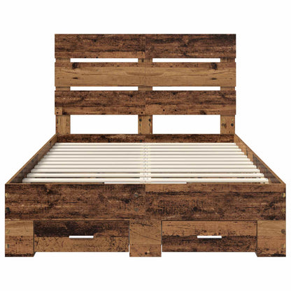 vidaXL Bettrahmen mit Schubladen Altholz 120 x 190 cm Holzwerkstoff