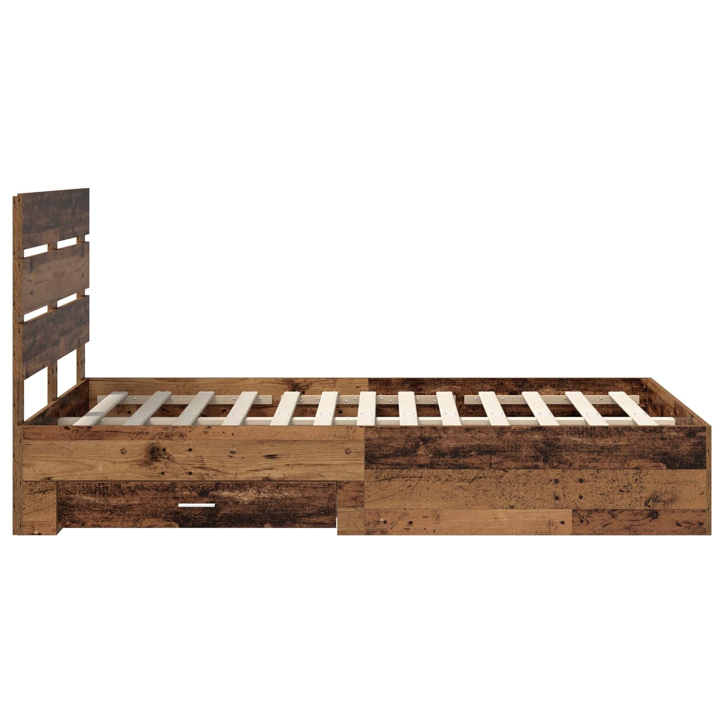 vidaXL Bettrahmen mit Schubladen Altholz 120 x 190 cm Holzwerkstoff