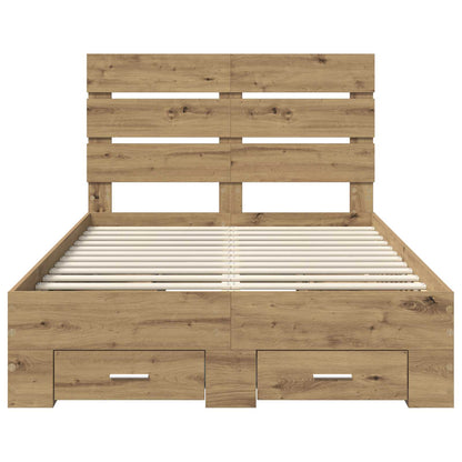 vidaXL Bettrahmen Artisan-Eiche 120 x 190 cm Holzwerkstoff