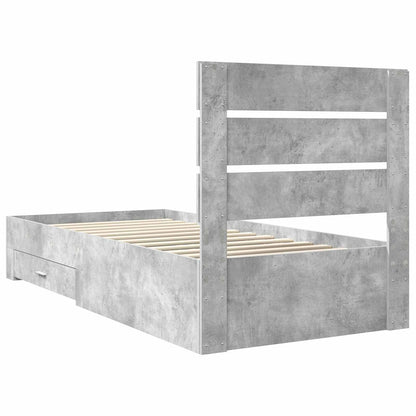 vidaXL Bettrahmen mit Schubladen Beton Grau 100 x 200 cm Holzwerkstoff