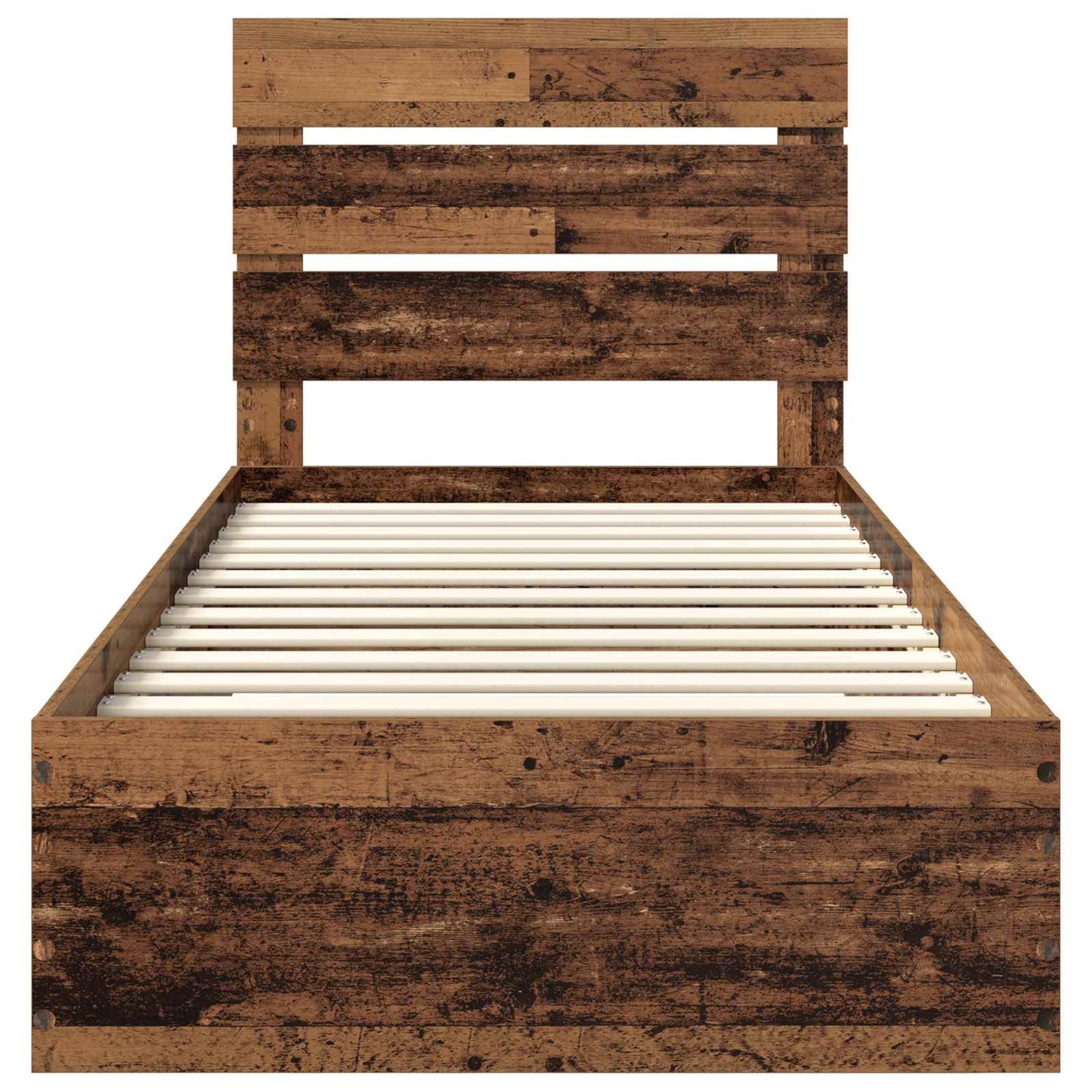 vidaXL Bettrahmen mit Schubladen Altholz 100 x 200 cm Holzwerkstoff