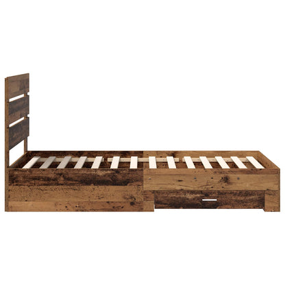 vidaXL Bettrahmen mit Schubladen Altholz 100 x 200 cm Holzwerkstoff