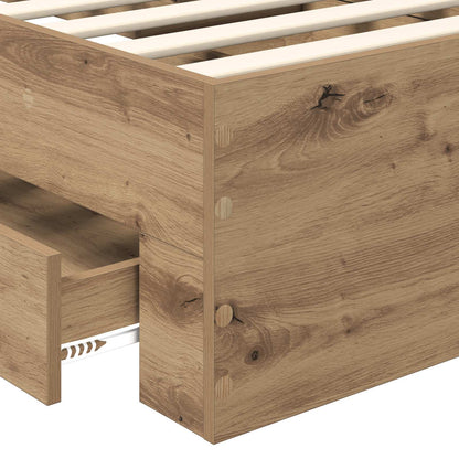 vidaXL Bettrahmen Artisan-Eiche 100 x 200 cm Holzwerkstoff