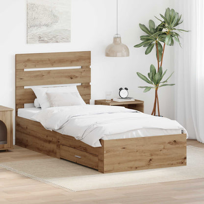 vidaXL Bettrahmen Artisan-Eiche 100 x 200 cm Holzwerkstoff