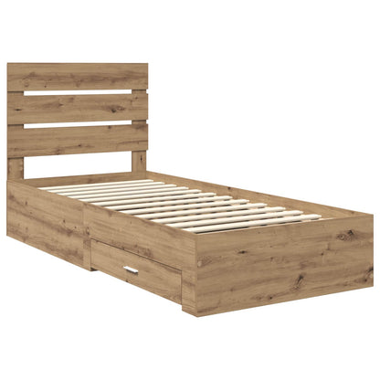 vidaXL Bettrahmen Artisan-Eiche 100 x 200 cm Holzwerkstoff