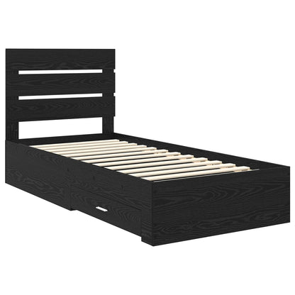 vidaXL Bettrahmen Schwarz Eichen-Optik 90 x 200 cm Holzwerkstoff