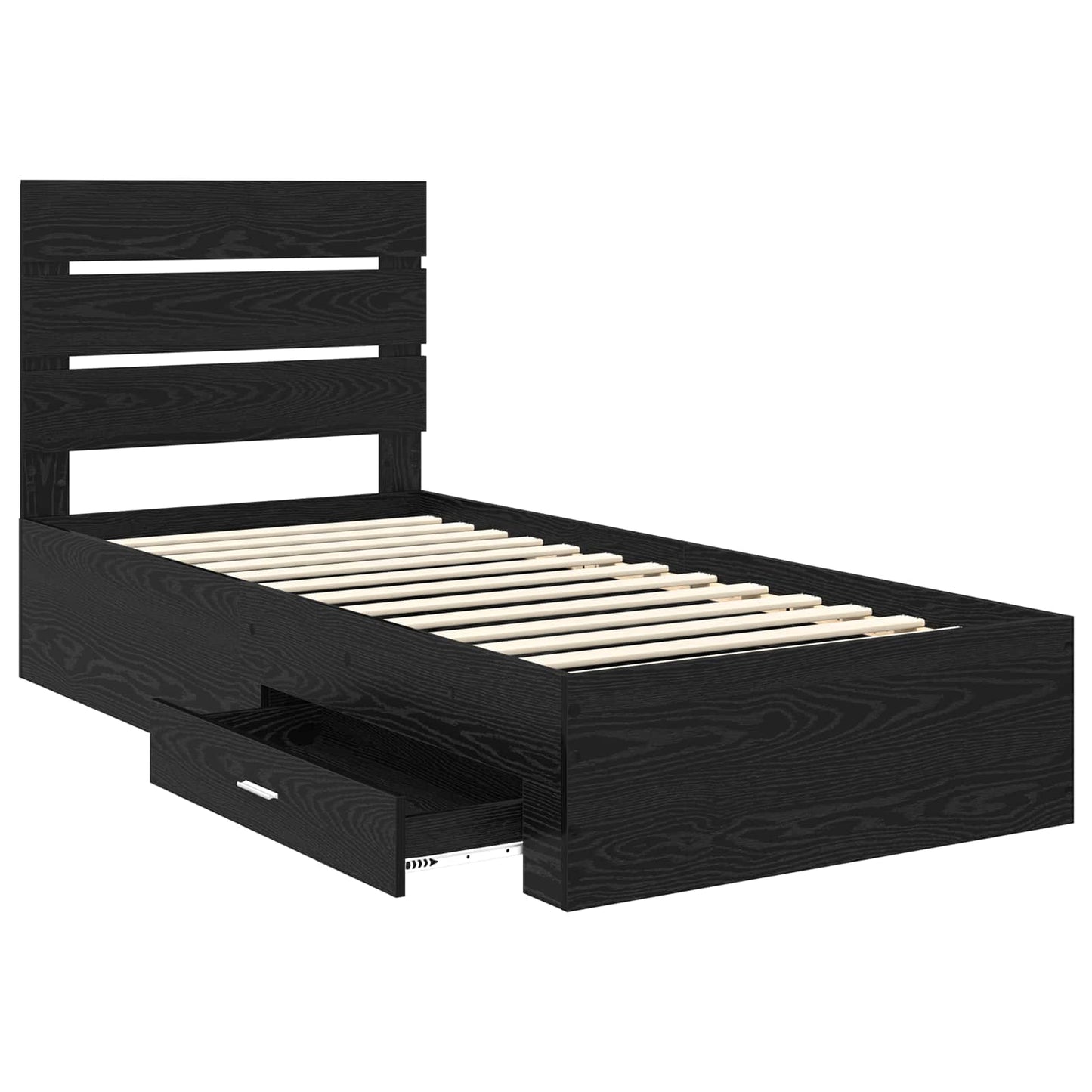 vidaXL Bettrahmen Schwarz Eichen-Optik 90 x 200 cm Holzwerkstoff
