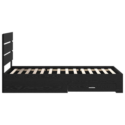 vidaXL Bettrahmen Schwarz Eichen-Optik 90 x 200 cm Holzwerkstoff