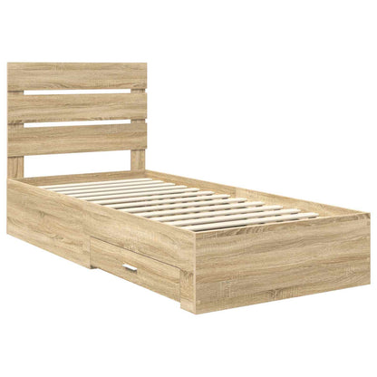 vidaXL Bettrahmen mit Kopfteil Sonoma-Eiche 90 x 200 cm Holzwerkstoff