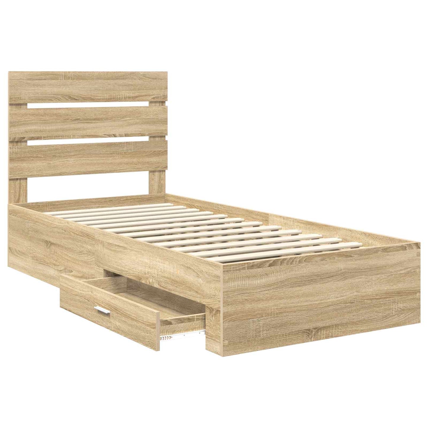 vidaXL Bettrahmen mit Kopfteil Sonoma-Eiche 90 x 200 cm Holzwerkstoff