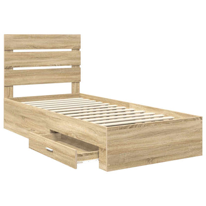 vidaXL Bettrahmen mit Kopfteil Sonoma-Eiche 90 x 200 cm Holzwerkstoff