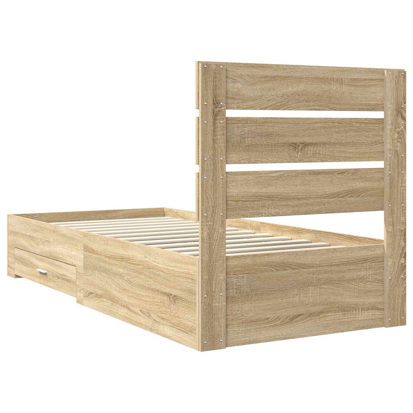 vidaXL Bettrahmen mit Kopfteil Sonoma-Eiche 90 x 200 cm Holzwerkstoff