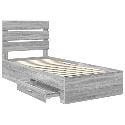 vidaXL Bettrahmen mit Kopfteil Graues Sonoma 90 x 200 cm Holzwerkstoff