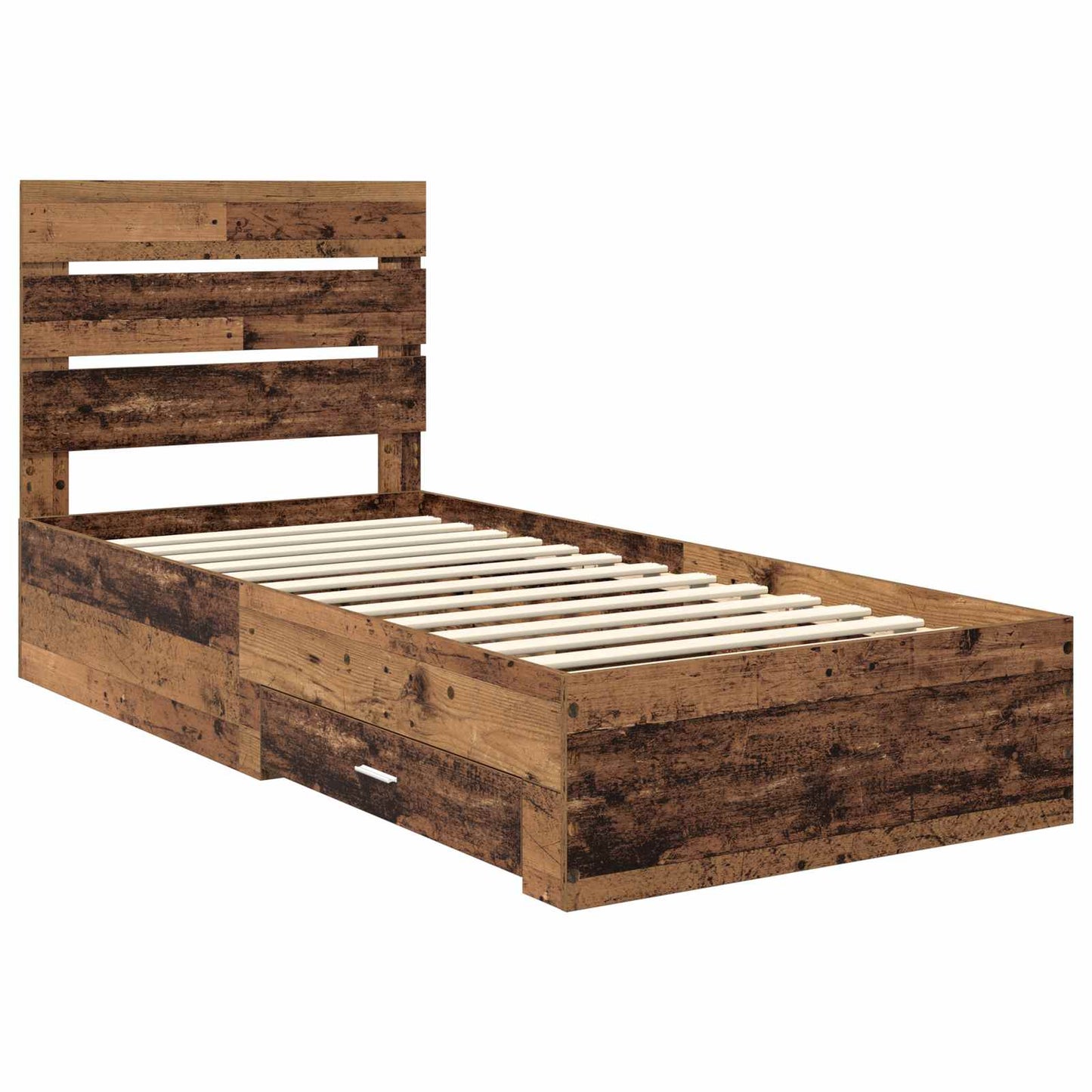 vidaXL Bettrahmen mit Schubladen Altholz 90 x 200 cm Holzwerkstoff