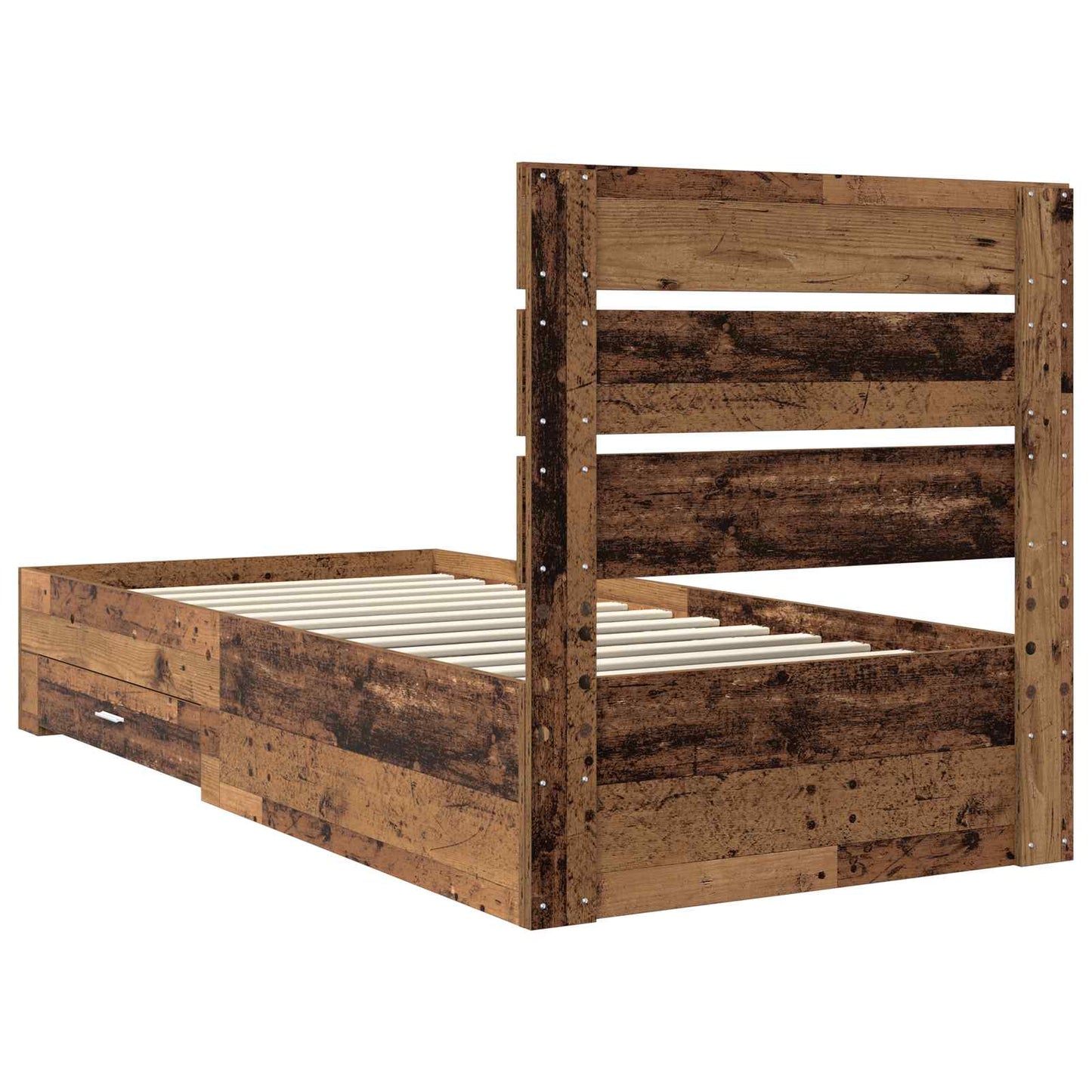 vidaXL Bettrahmen mit Schubladen Altholz 90 x 200 cm Holzwerkstoff