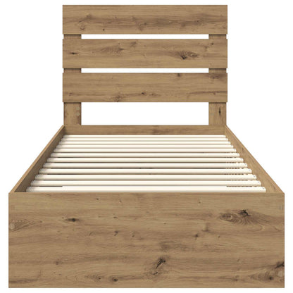 vidaXL Cadre de lit avec tête de lit Chêne artisan 90 x 200 cm Bois d'ingénierie