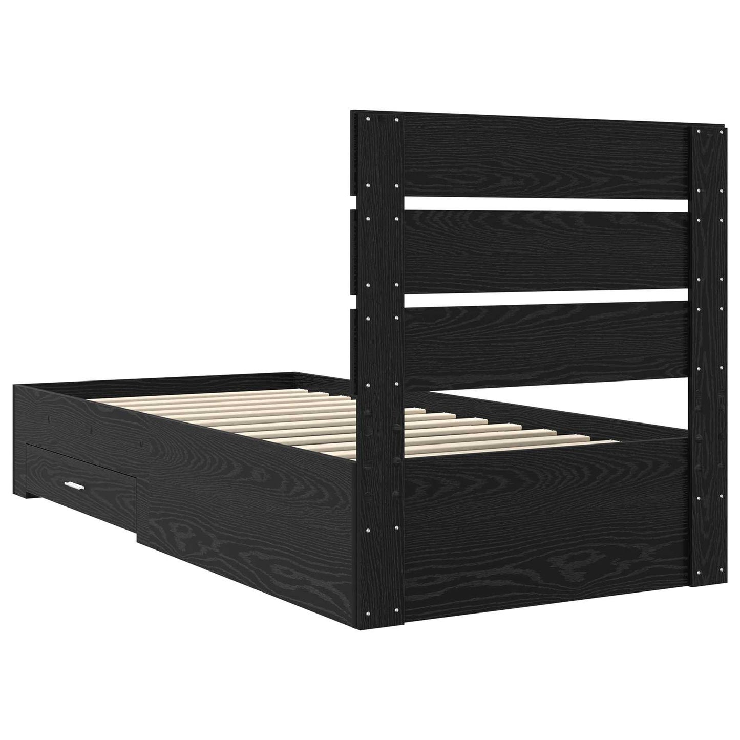 vidaXL Bettrahmen Schwarz Eichen-Optik 90 x 190 cm Holzwerkstoff