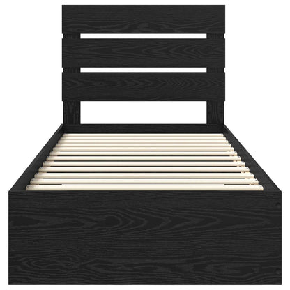 vidaXL Bettrahmen Schwarz Eichen-Optik 90 x 190 cm Holzwerkstoff