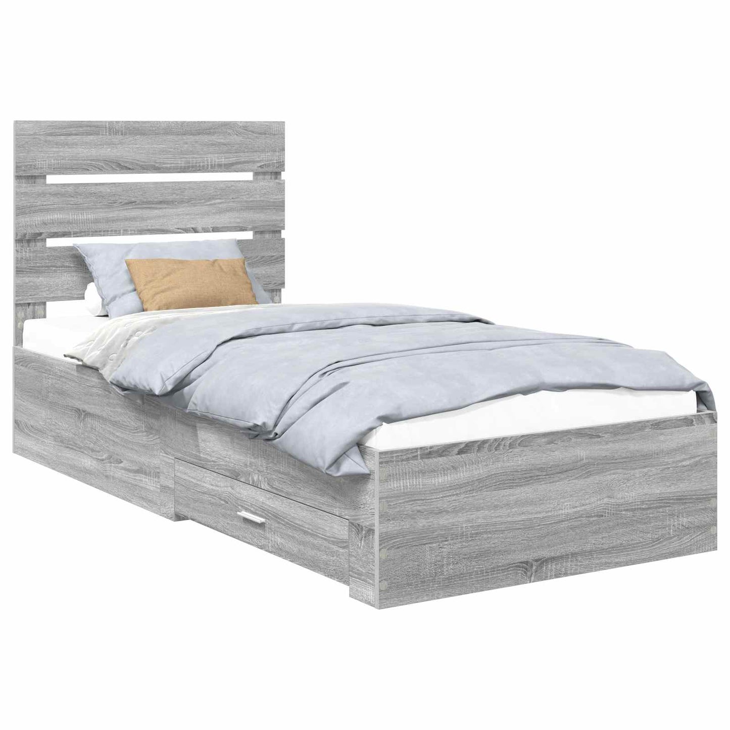 vidaXL Bettrahmen mit Kopfteil Graues Sonoma 90 x 190 cm Holzwerkstoff