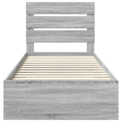 vidaXL Bettrahmen mit Kopfteil Graues Sonoma 90 x 190 cm Holzwerkstoff