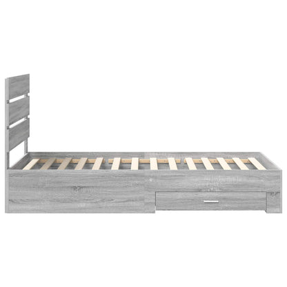 vidaXL Bettrahmen mit Kopfteil Graues Sonoma 90 x 190 cm Holzwerkstoff