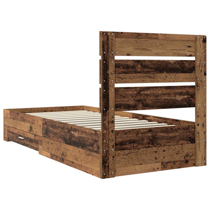 vidaXL Bettrahmen mit Schubladen Altholz 90 x 190 cm Holzwerkstoff