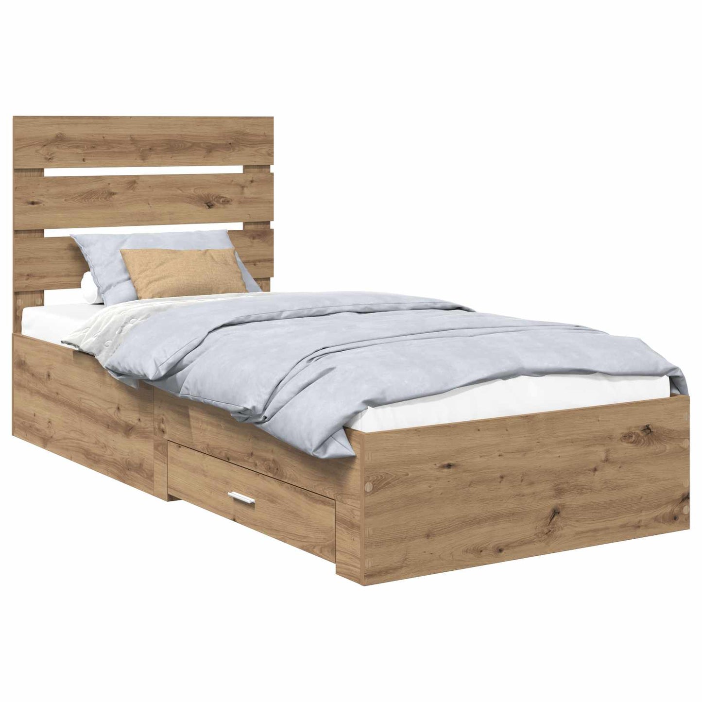 vidaXL Bettrahmen mit Kopfteil Artisan-Eiche 90 x 190 cm Holzwerkstoff