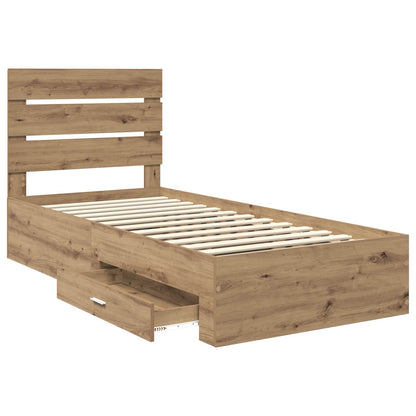 vidaXL Bettrahmen mit Kopfteil Artisan-Eiche 90 x 190 cm Holzwerkstoff