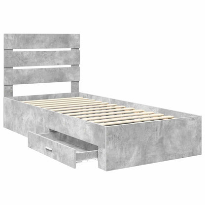 vidaXL Bettrahmen Beton Grau und Silber 70 x 190 cm Holzwerkstoff