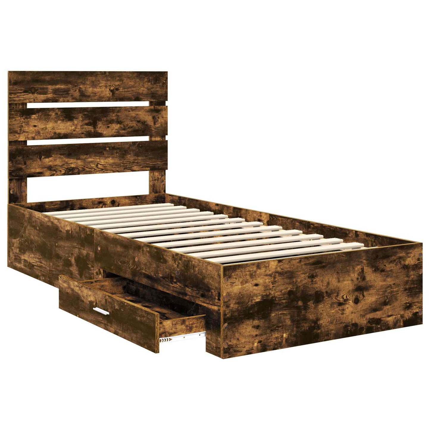 vidaXL Bettrahmen Rauchige Eiche und Silber 75 x 190 cm Holzwerkstoff