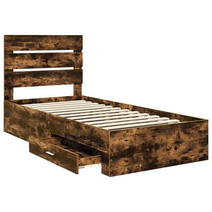 vidaXL Bettrahmen Rauchige Eiche und Silber 75 x 190 cm Holzwerkstoff