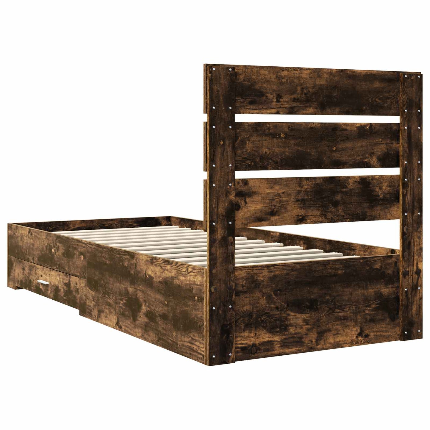 vidaXL Bettrahmen Rauchige Eiche und Silber 75 x 190 cm Holzwerkstoff