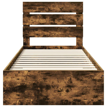 vidaXL Bettrahmen Rauchige Eiche und Silber 75 x 190 cm Holzwerkstoff