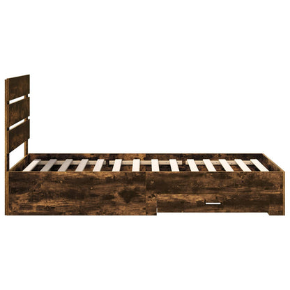 vidaXL Bettrahmen Rauchige Eiche und Silber 75 x 190 cm Holzwerkstoff
