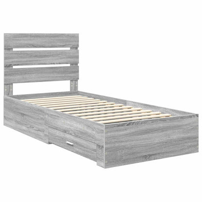vidaXL Bettrahmen Graue Sonoma und Silber 75 x 190 cm Holzwerkstoff