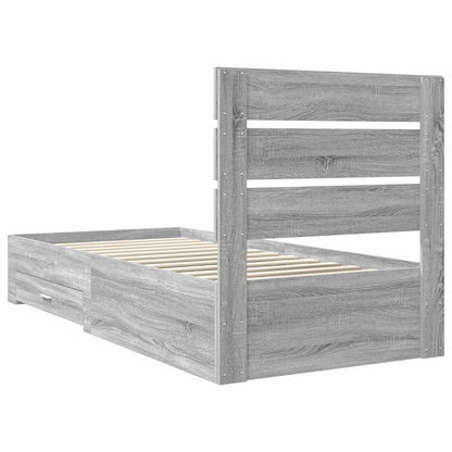 vidaXL Bettrahmen Graue Sonoma und Silber 75 x 190 cm Holzwerkstoff